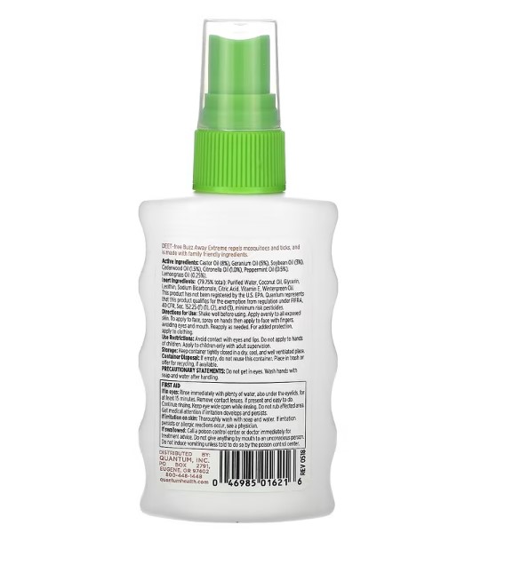 Quantum Health, Buzz Away Extreme，無除蟲菊酯的驅蟲劑